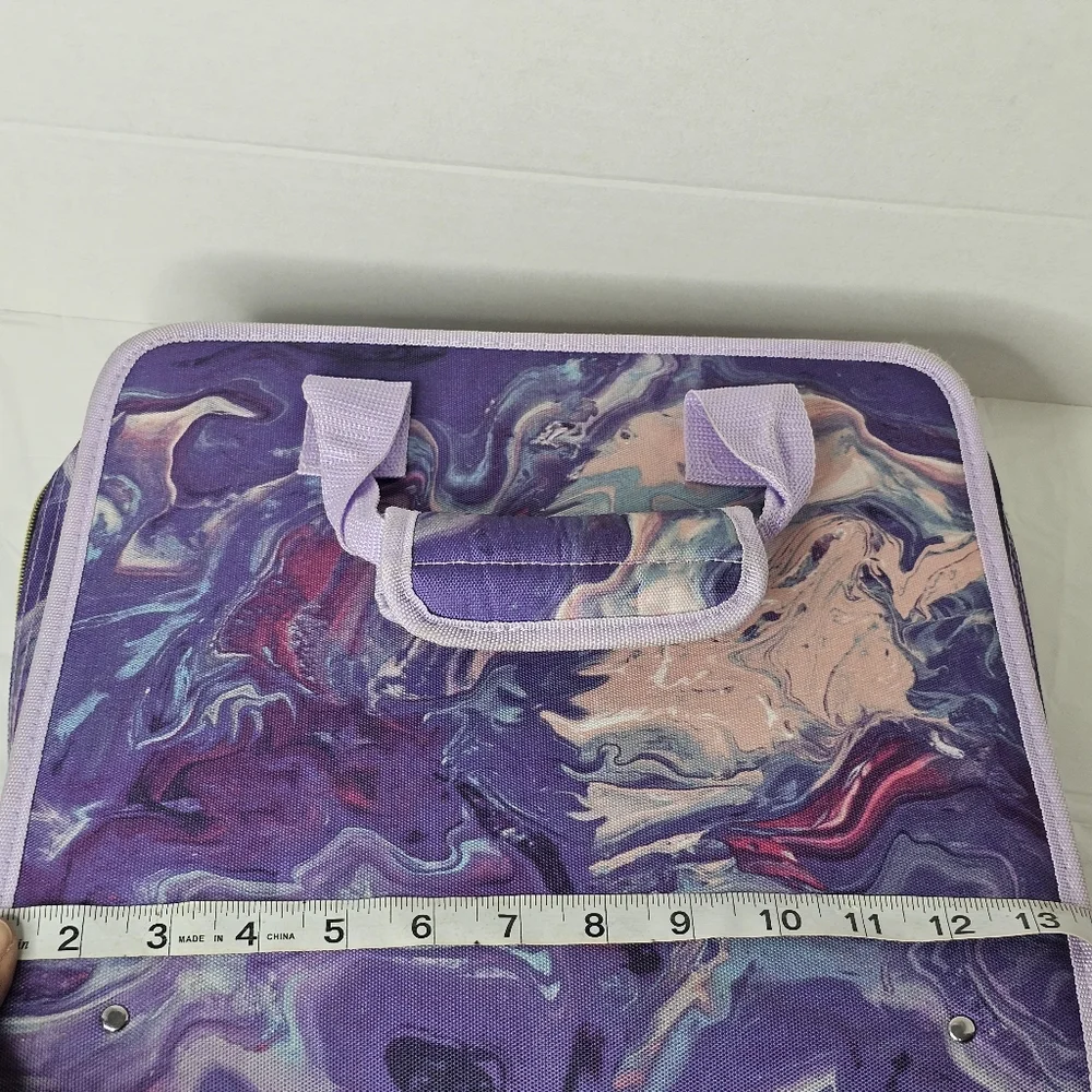Purple Marble Waterproof Zipper 3 Ring Binder with Shoulder Strap